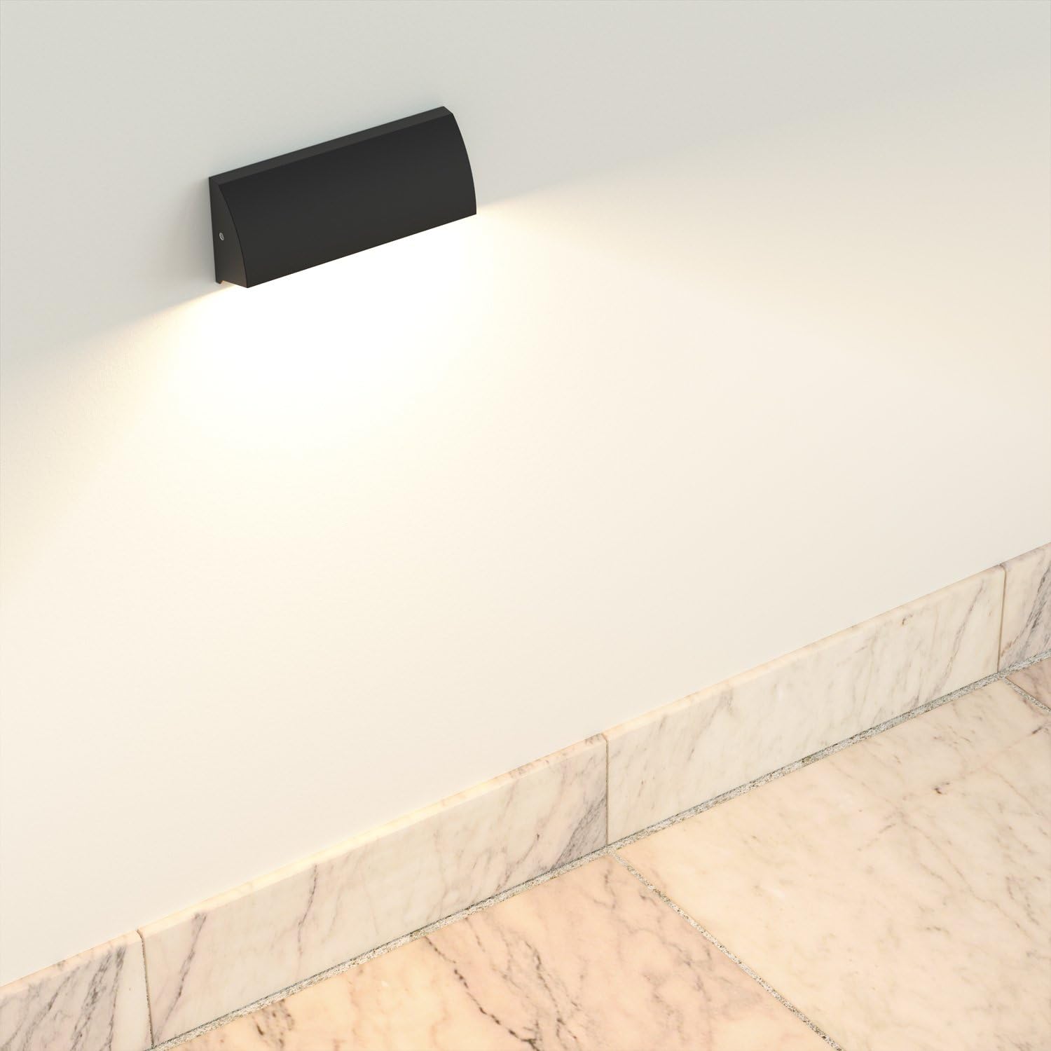 ledscom.de LED wall Light/Staircase Light SEGIN for Outdoors IP54, Flat, Downlight, matt Black, Angular, 3.8 W, 265lm, Warm White - Image 4