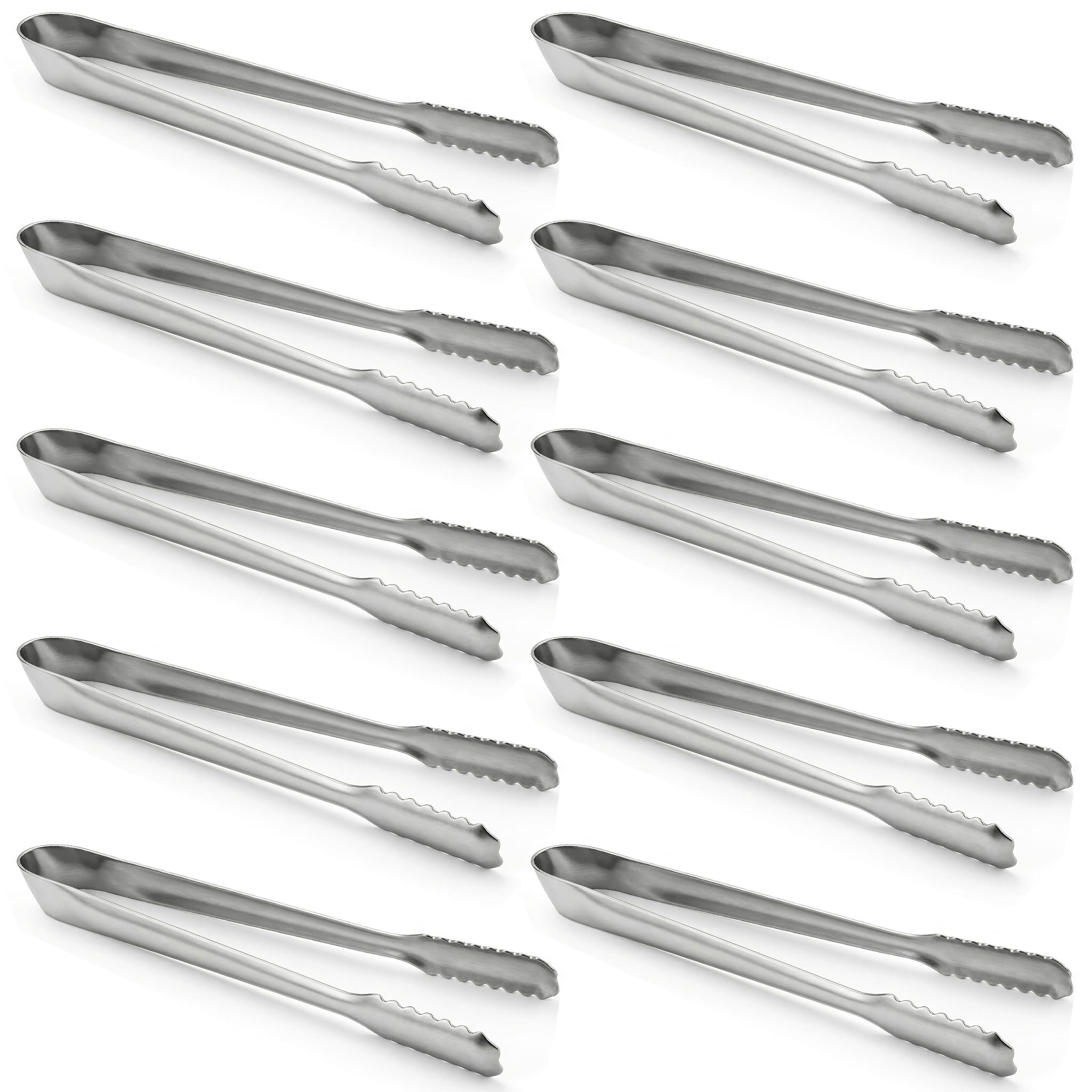 Homgaty 10Pcs Stainless Steel Ice Sugar Tongs Food Sweet Bread Cake Wedding Bar Bucket