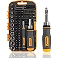 MULWARK Screwdriver Bits & Socket Set 77 Pieces, Ratchet Screwdriver Set with Case, Multipurpose Tool Kit for DIY & Professional Use Gift for Men, Bit Set, Complete Screwdriver Set for Home & Garage