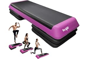 Yes4All Adjustable Workout Aerobic Exercise Step Platform Health Club Size with 4 Adjustable Risers Included and Extra Risers Options