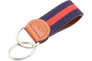 Huck Venture Leather Hand-Stitched Needlepoint Key Fob or Key Chain