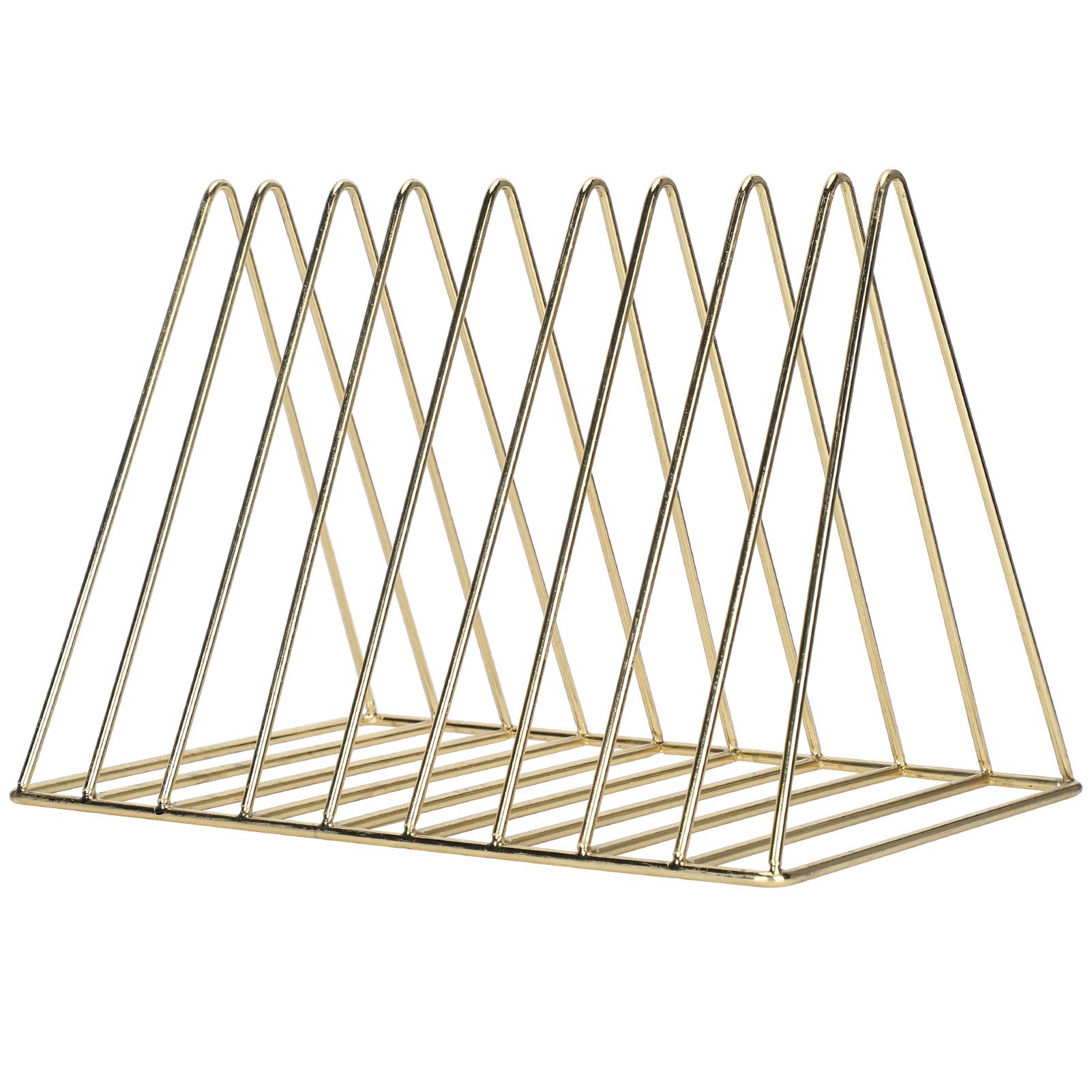 Fdit Golden Magazine Holder Triangle File Organizer Iron Desktop Book Storage Rack for Displaying Magazine File Notebook Home Office Desktop Use