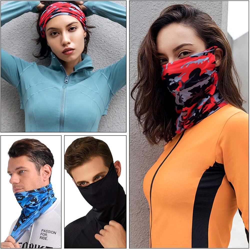 TOOVREN 3 Pcs Bandana Face Mask with Ear Loops, Neck Gaiter Breathable Cooling Face Cover, Dust&UV-Protection Multifunctional Seamless High Elastic Scarf for Men&Women Outdoor Sports: Clothing