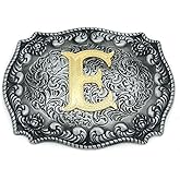 Faeovl Western Belt Buckle Initial Letter ABCDJMS to Z- Cowboy Rodeo Belt Buckles for Women Men