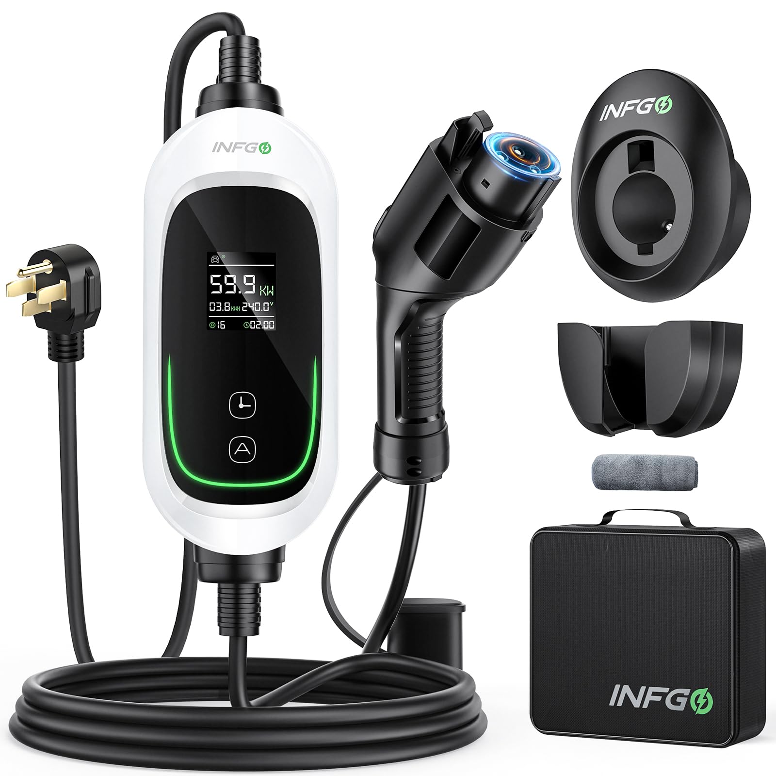 Photo 1 of INFGO Fast Tesla Charger Level 2 25FT- 40A Portable Mobile EV Charger for Tesla, Wireless Control with 240V NEMA 14-50 Plug ETL Listed, NACS Connector,Home Wall Charger for Tesla Model Y/3/S/X