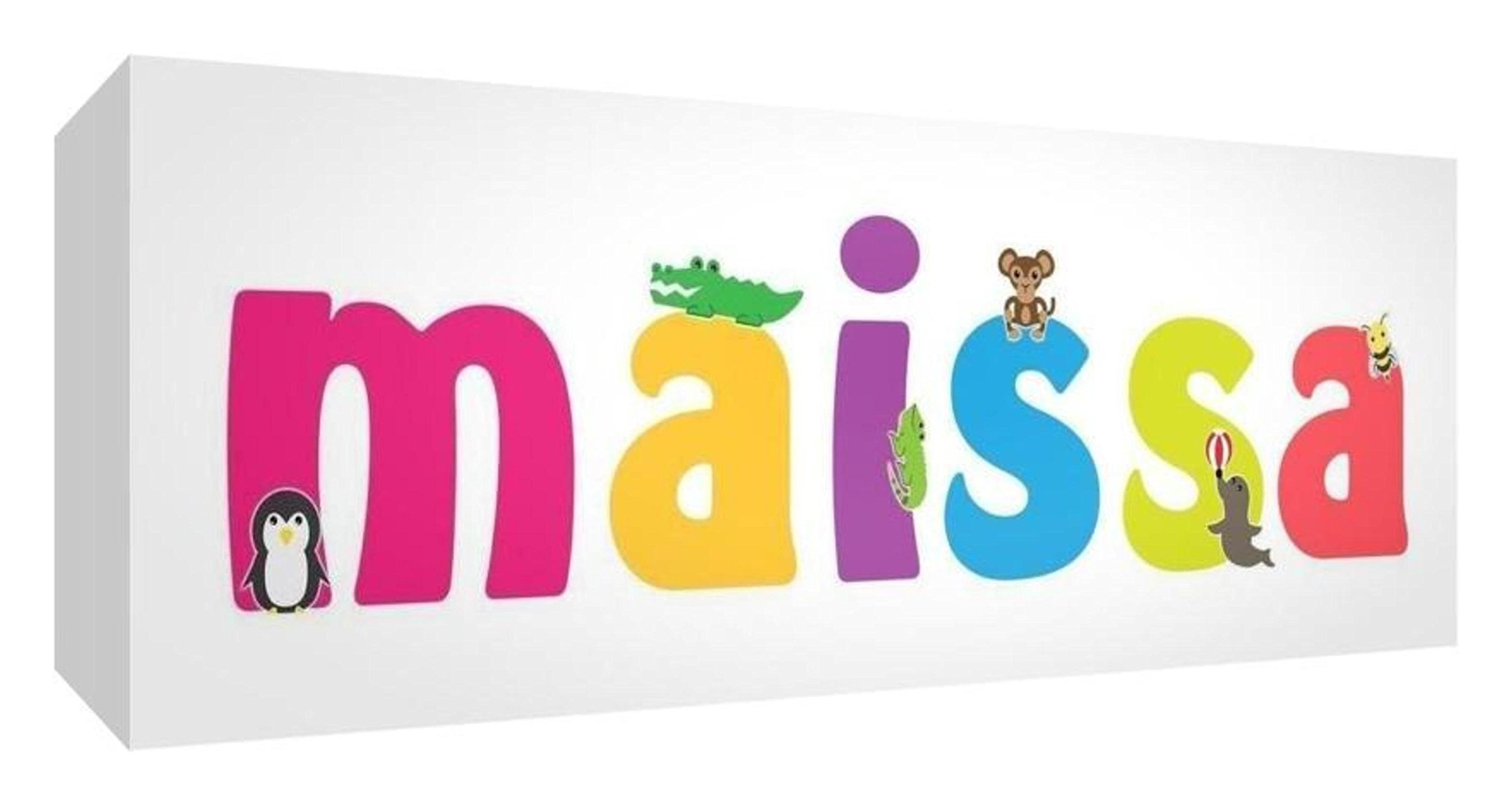 Little Helper Canvas Gallery Wrapped Box with Front Panel Style Example Girl/The Name of Colourful Maissa 21 x 59 x 3 cm, Medium