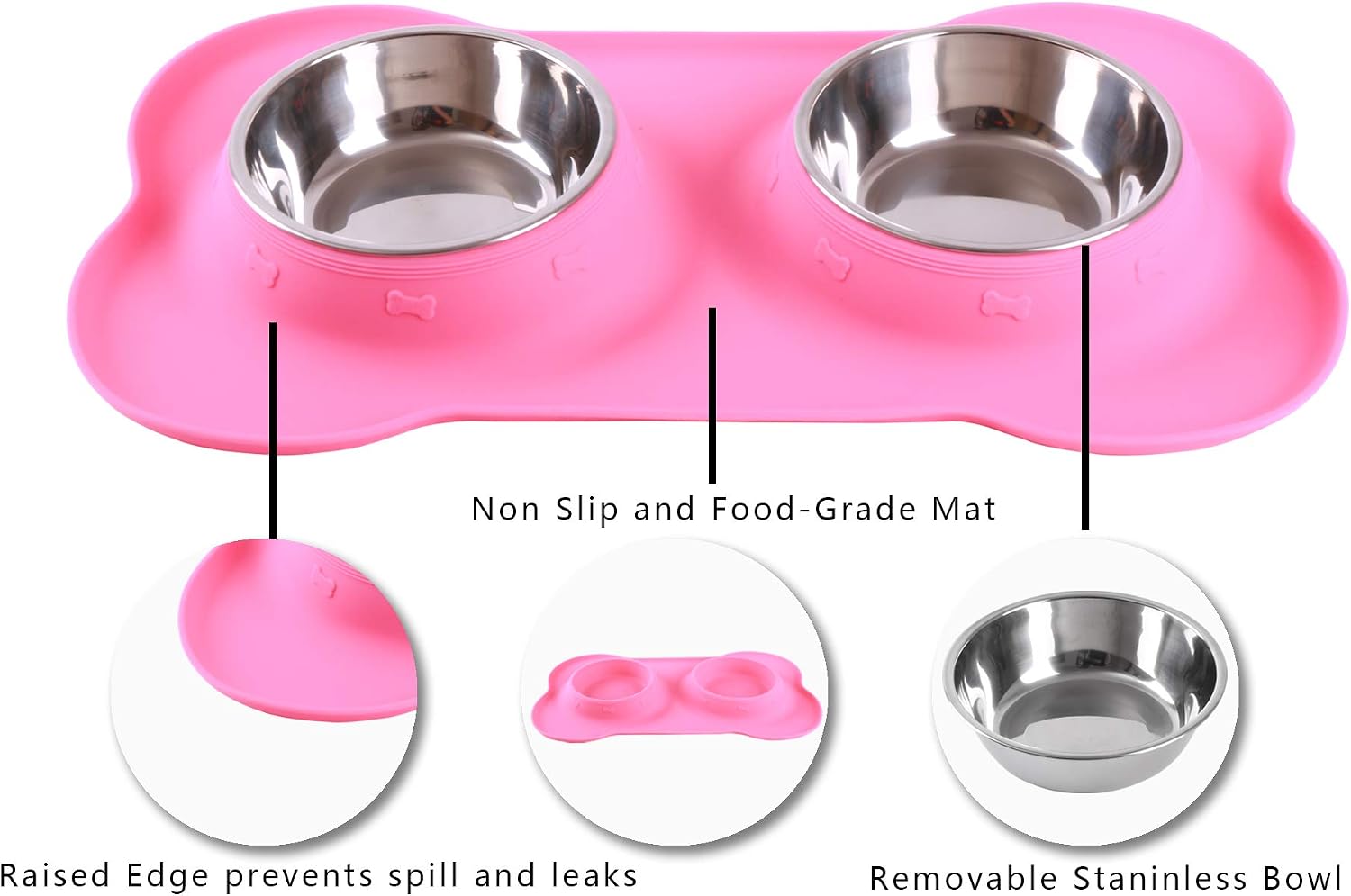 Hubulk Pet Dog Bowls 2 Stainless Steel Dog Bowl with No Spill Non-Skid Silicone Mat + Pet Food Scoop Water and Food Feeder Bowls for Feeding Small Medium Large Dogs Cats Puppies (M - Image 4