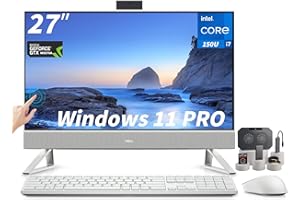 Dell All-in-One Desktop Computer, 27" FHD Touch Screen, Intel Core 7-150U(Up to 5.4 GHz), GeForce MX570A, WiFi 6E, Wireless KB & Mouse, Windows 11 Pro, Accessories(32 GB RAM, 1 TB SSD)