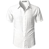 ZEROYAA Men's Casual Short Sleeve Button Down Shirt Vacation Beach Summer Lightweight Textured Shirts
