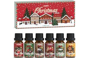 SALUBRITO Christmas Fragrance Oils Set, Winter Essential Oils for Diffuser, Candle Making, Scented Oils Gift - Candy Cane, Christmas Tree, Christmas Pudding, Apple Cinnamon, Gingerbread, Mistletoe