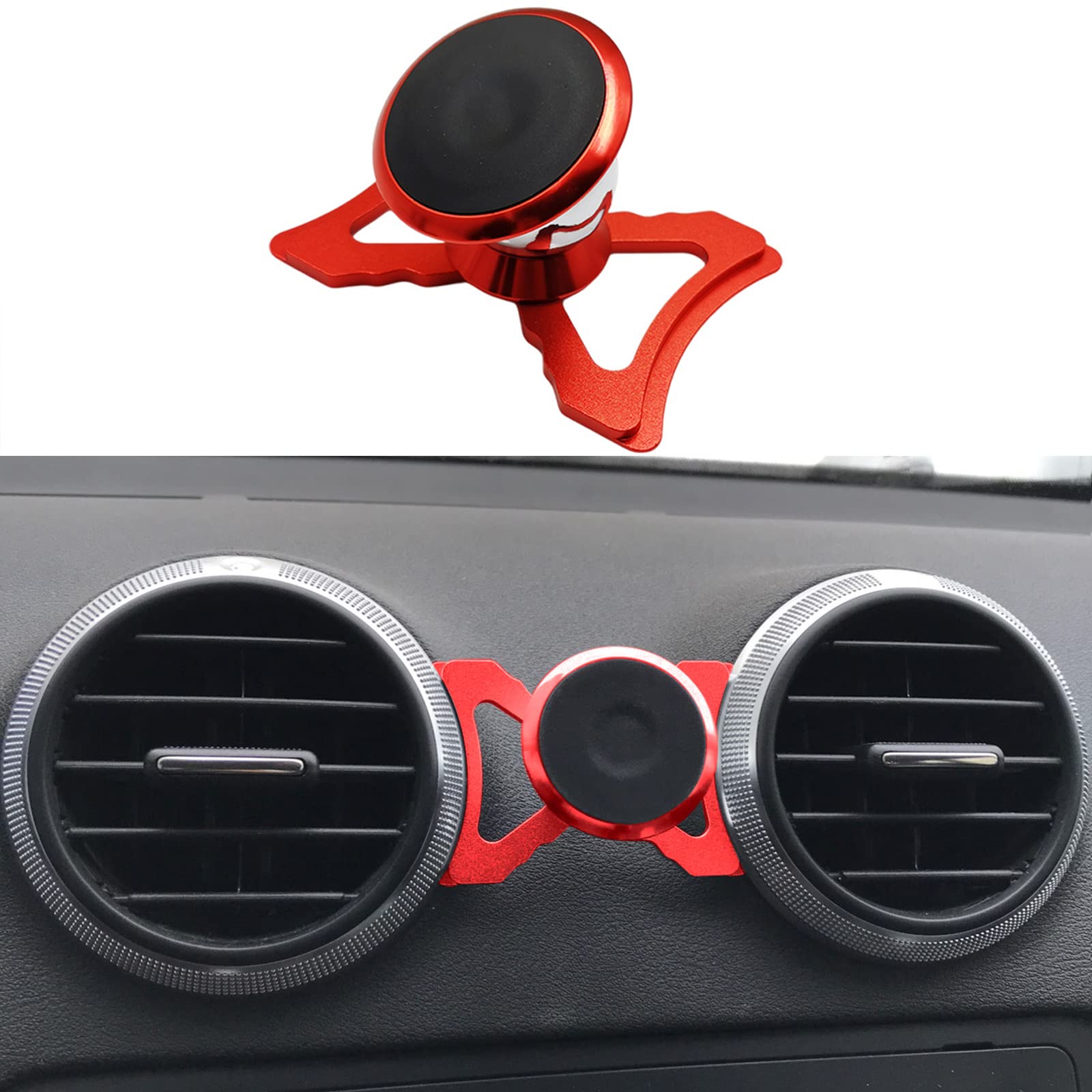 Cookiss magnetic phone car mount Compatible with Audi A3 8P and Audi S3 8P Suitable for Smartphone and GPS with car phone holder 360 Degree Adjustable View (Red)