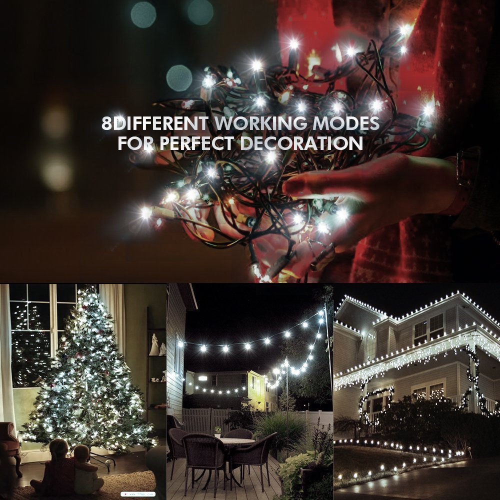 Luces solares,Sportgirls 72ft 200 LED Guirnalda de Luces solar exterior,arbol led,iluminación solar jardín exterior decrotion, 8 modos de luces exteriores interiores titilantes (blanco)