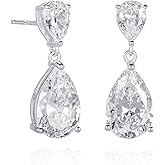 Diamond Treats 925 Sterling Silver Teardrop Earrings for Women with Colored and White Cubic Zirconia, Sterling Silver Drop Earrings for Women, Elegant Silver, Gold or Rose Gold Dangle Earrings,