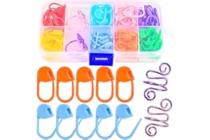 TESEAS 2Pcs Crochet Ring + 100Pcs Stitch Markers Adjustable Crochet Tension Rings for Finger Handmade Open Yarn Guide Crocheting Rings Knitting Accessories with Box,The Ideal Aid to Crochet Supplies