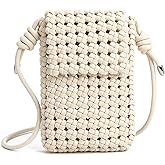 myfriday Woven Faux Leather Crossbody Phone Bag for Women, Small Sling Shoulder Purse Trendy Summer Bag with Buckle Closure