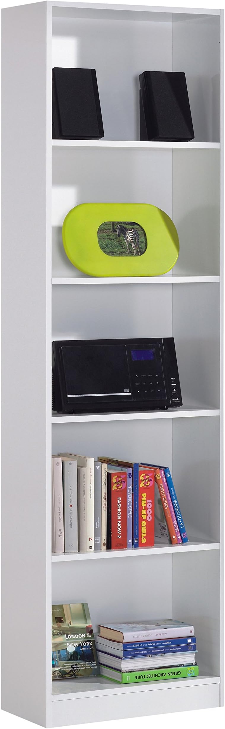 MANHN Mila Bookcase, Wood, White Soft Gloss, 0.1x0.1x0.1 cm