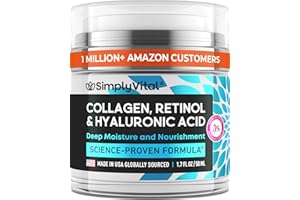 SimplyVital Collagen, Retinol & Hyaluronic Acid Cream - Anti-Aging Face Moisturizer for Face, Firming Skin Care Neck & Décolleté - Made in USA, Daily Moisturizer Face Cream Day & Night - 1.7 fl.oz.