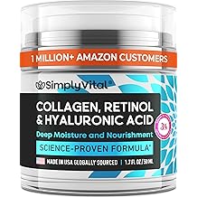 SimplyVital Collagen, Retinol &amp; Hyaluronic Acid Cream - Anti-Aging Face Moisturizer for Face, Firming Skin Care Neck &amp; D&eacute;coll