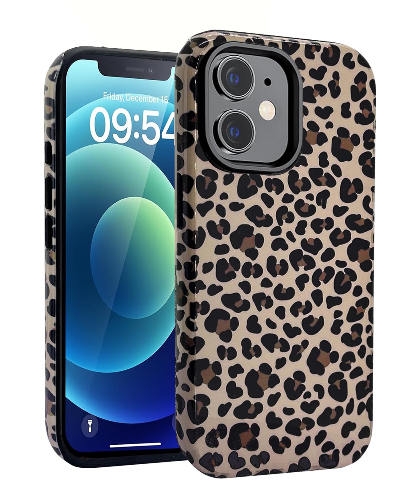 Photo 1 of J.west Compatible for iPhone 12/iPhone 12Pro Case Cute Leopard Durable Shockproof Drop Impact Dual Layer Phone Case Animal Design 6.1"