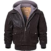 FLAVOR Men's Leather Flight Bomber Jacket Air Force Aviator