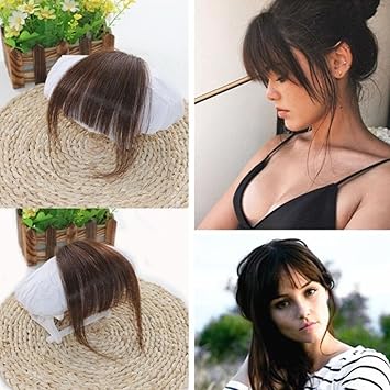 Amazon Com Ugeat Front Fringe Clip In Hair Extensions Dark Brown