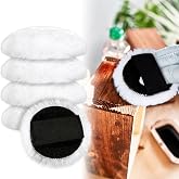 Daisyinner 4 Pcs Lambswool Applicator 4 in Wood Stain Applicator Pads | Lambs Wool Stain Pad, with Elastic Strap, reusable Staining Pads for Wood Latex Oil Based Finishes Paints Buffing Polishing