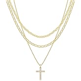 Amicon Gold Cross Necklace for Women Dainty 14K Gold Plated Diamond Cross Pendant Necklace Simple Charm Cross Necklaces Faith Trendy Jewelry Gifts
