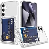Marphe Wallet Case for Samsung Galaxy S24 with 3 Credit Card Holder Slot Shockproof Hybrid Heavy Duty Protection Clear Phone Cover Compatible with Galaxy S24 (Clear)