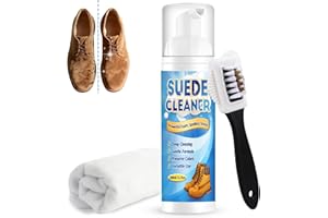 Yeardera Suede Cleaner Kit, 6.76oz No-Rinse Suede and Nubuck Shoe Cleaner with Brush & Towel, Removes Dirt and Stains