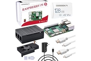 GeeekPi for Raspberry Pi 5 8GB Starter Kit, with Pi 5 Board, Pi 5 Case with Active Cooler, 128GB Card and Card Readers, HDMI Cables and 27W USB C Power Supply for Raspberry Pi 5