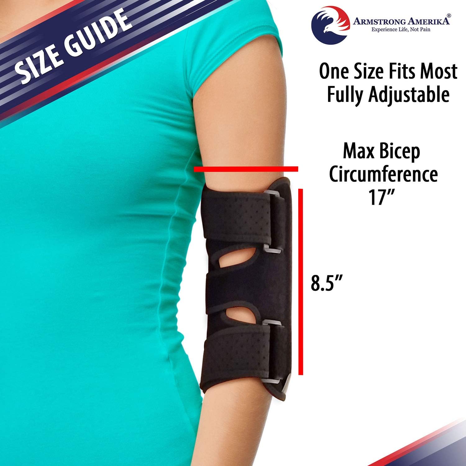 Elbow Brace for Comfortable Elbow Support - Adjustable Stabilizer to Keep Your Elbow Immobilized & Your Arm Straight with Two Removable Metal Splints Great Night Elbow Splint for Sleeping (Fits Most): Health & Personal Care