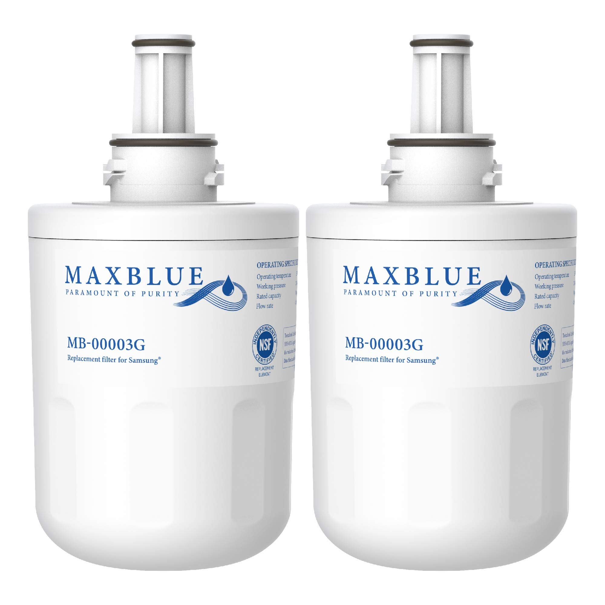 Maxblue DA29-00003G Fridge Water Filter, Compatible with Samsung Aqua Pure Plus DA29-00003G, DA29-00003B, DA29-00003A, DA97-06317A, DA61-00159A, HAFCU1/XAA, HAFIN2, APP100, WSS-1, WF289 (2)