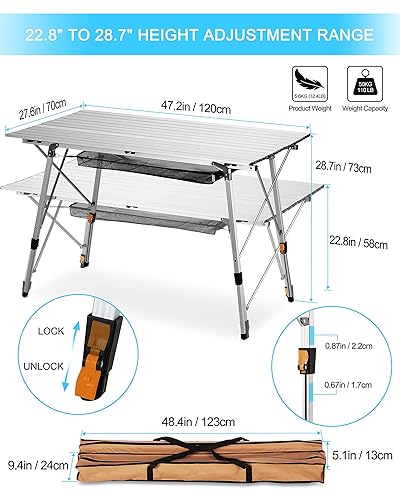 FiveJoy Folding Camping Table Outdoor Portable Picnic Camp Table