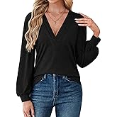 Womens Tops V Neck Dressy Casual Blouses Long Sleeve Shirts Business Work Blouse Pleated 2025 Trendy Tunic Top