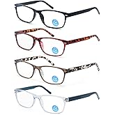 HAPJOYS Reading Glasses for Women Men Blue Light Blocking Lightweight Readers Cheaters Reading Glasses w/Spring Hinges 4 Pack