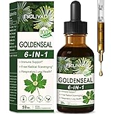 FIOLIVAD Goldenseal Root Extract Liquid Drop, 6-in-1 Formula for Immune and Respiratory Lung Health Support, Goldenseal Supplement with Echinacea Golden Seal, Mullein Thyme. Fast Absorption. 2oz