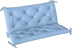 Outsunny Porch Swing Cushion Garden Bench Cushion with Backrest, Non-Slip 2-Seater Soft Pad, Swing Chair Mat Replacement for 