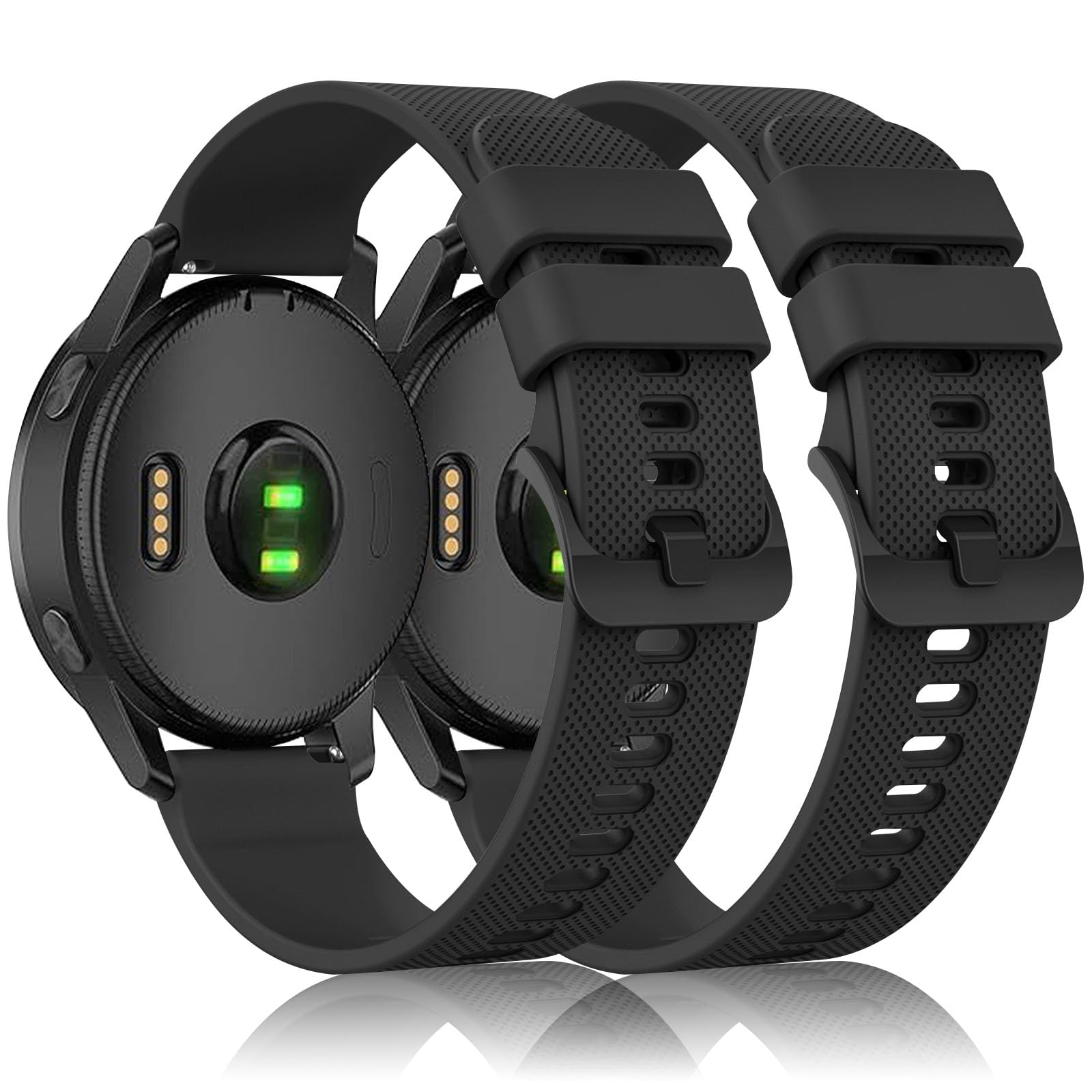 Photo 1 of 2 Pack Bands Compatible with Garmin Vivoactive 4 Watch Band, Soft Silicone Sport Replacement Strap for Garmin Venu 3 / Venu 2 (Black/Black)