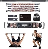 INNSTAR Portable Home Gym Set with Bar, Bench, Squat Bands — 200lbs (Camo Brown)