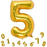 32 Inch Gold Number 5 Balloons Foil Ballon Digital Birthday Party Decoration Supplies (Gold Number 5 Balloon)