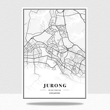 Guatan Stampa Su Tela Singapore Jurong City Map Stampa In Bianco E Nero Testo Minimalista Stampa Astratta Tela Murale Poster Dipingere Studio Soggiorno Ufficio Home Decoration 30 40cm Amazon It Casa E Cucina