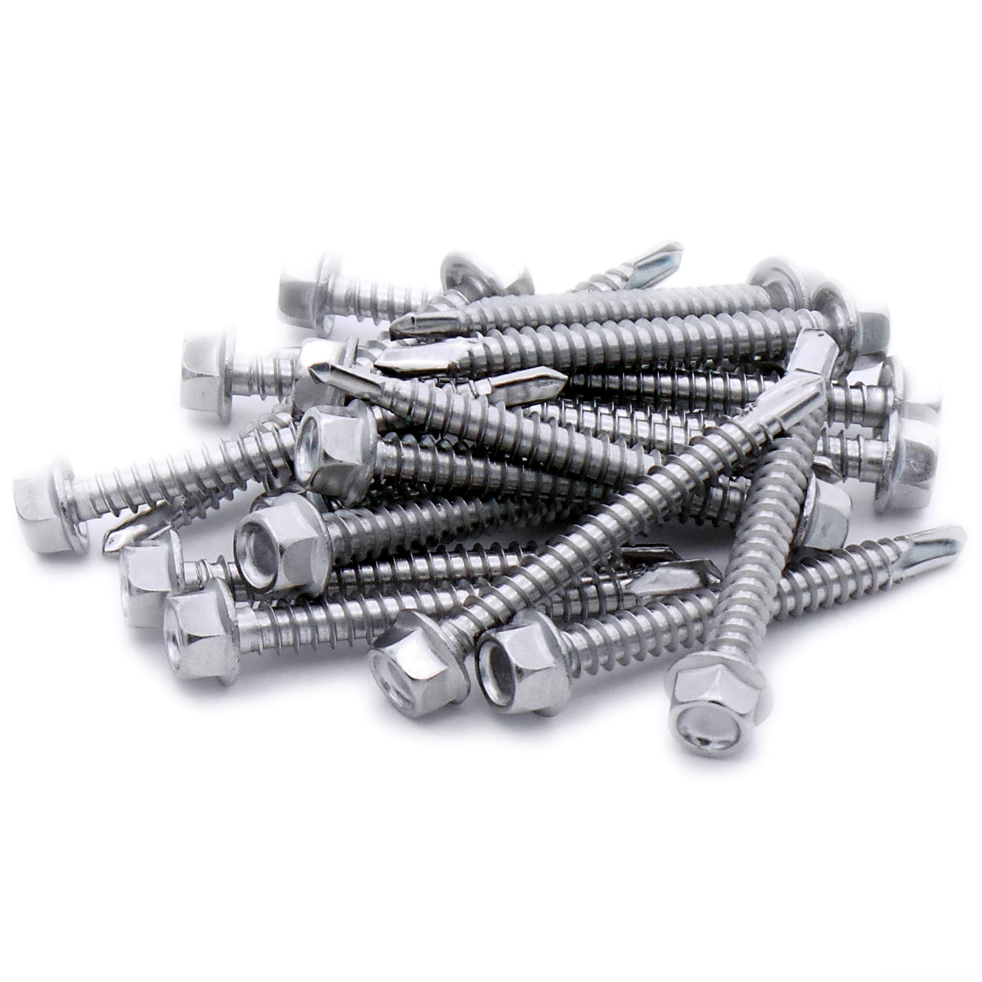 No.7 x 0.6 (3.9mm x 16mm) Hex Self-Drilling Screw (Flanged) - Stainless Steel (A2) (Pack of 20)