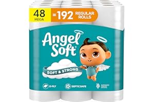 Angel Soft Toilet Paper, 48 Mega Rolls = 192 Regular Rolls, Soft and Strong Toilet Tissue