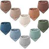 VOMARHUG Muslin Baby Bibs for Girls Boys,Organic Cotton Muslin Bandana Bibs for Teething and Drooling,10 Pack