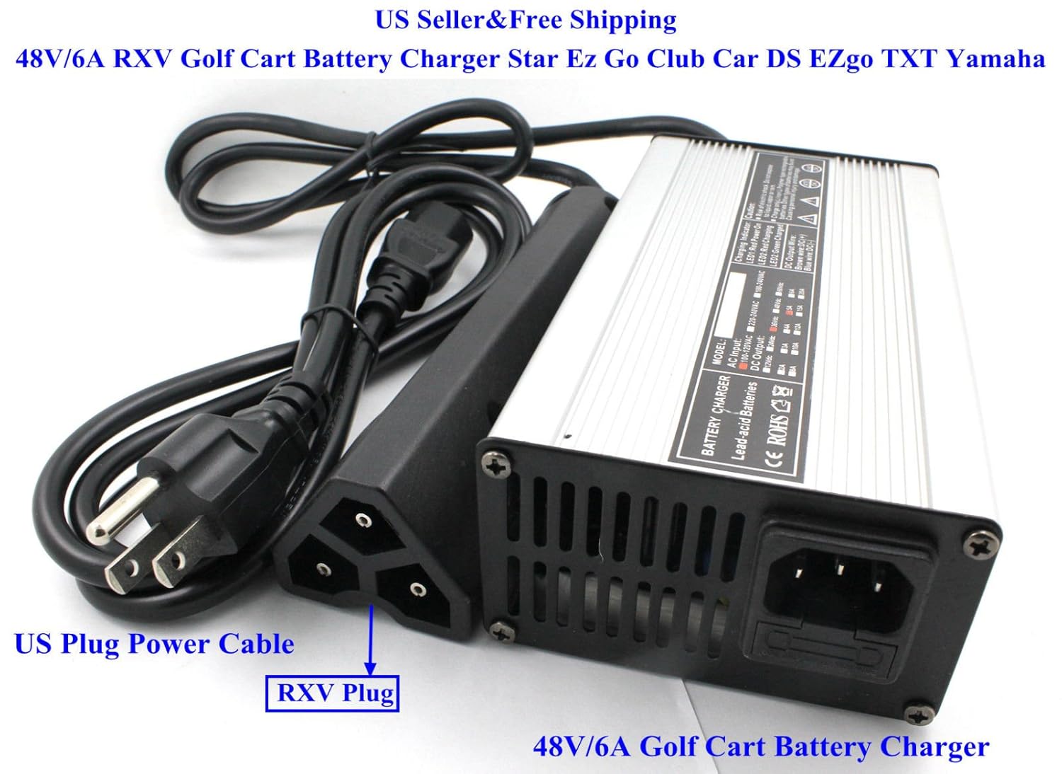 Amazon.com : New 48V/6A RXV Golf Cart Battery Charger Star Ez Go Club Car  DS EZgo TXT Yamaha : Sports & Outdoors
