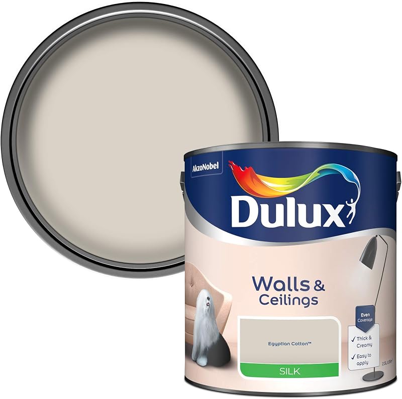Dulux Silk Emulsion Paint for Walls and Ceilings Egyptian Cotton 2.5L