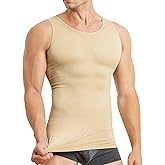 MOLUTAN Mens Compression Shirt Slimming Body Shaper Vest Sleeveless Waist Trainer Workout Tank Top Tummy Control Shapewear