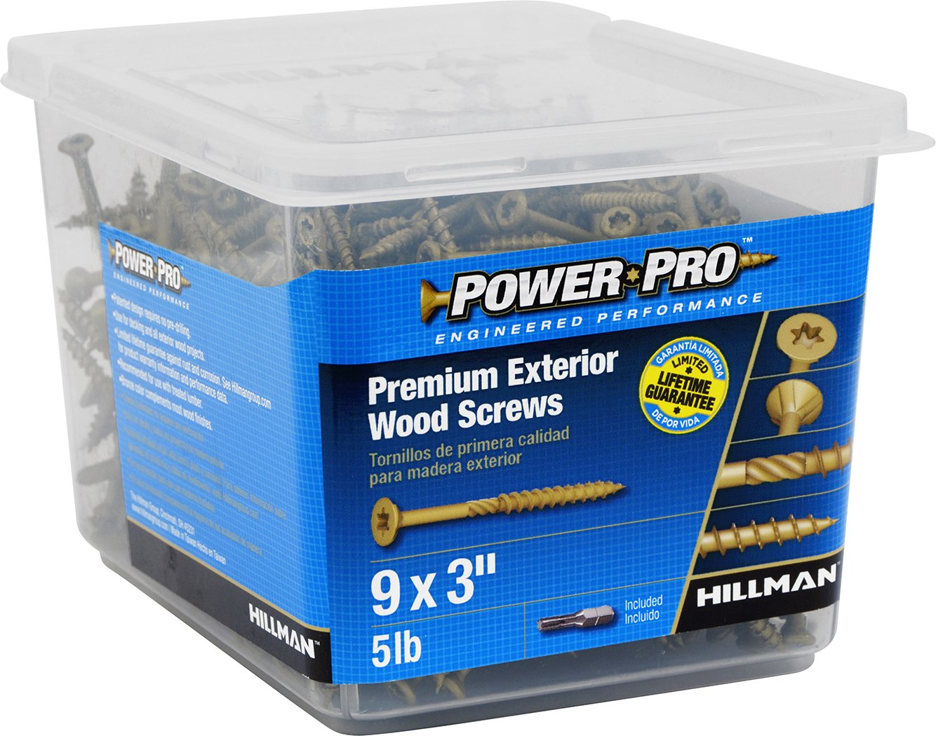 Hillman 48611 Power Pro Premium Exterior Wood Screw, 9 X 3Inch, 450