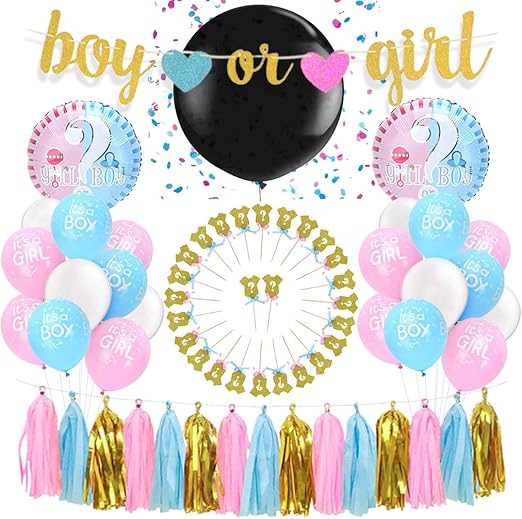 Amazon Com Kreatwow Gender Reveal Party Supplies Kit Gender