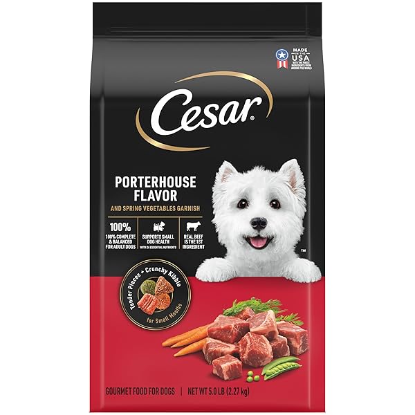 CESAR SMALL BREED DRY DOG FOOD PORTERHOUSE FLAVOR AND SPRING VEGETABLES GARNISH, 5 LB. BAG
